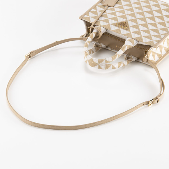 PRADA TRIANGOLO JACQUARD SM Symbol Embroidered Fabric Small Handbag - Picture 6 of 7